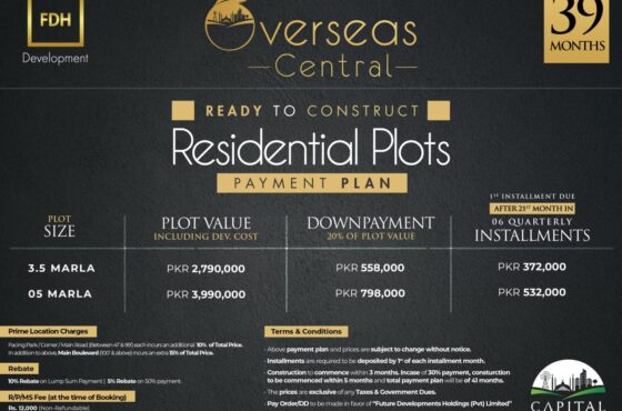 Capital Smart City Islamabad Launches New Booking for Overseas Central – Ready to Construct Residential Plotsکیپیٹل سمارٹ سٹی اسلام آباد نے اوورسیز سنٹرل میں نئی بکنگ کا آغاز کر دیا – ریڈی ٹو کنسٹرکٹ رہائشی پلاٹس