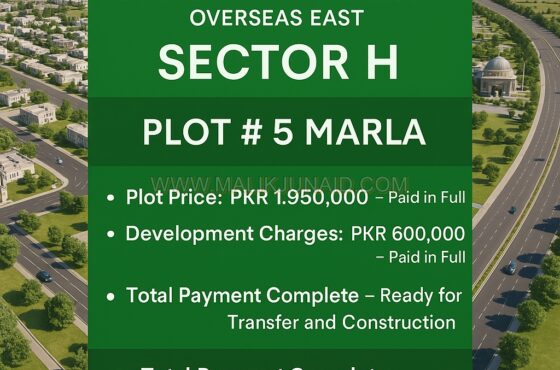 5 Marla plot in Overseas East, Sector H, Street 6 Capital Smart City Phase 1.