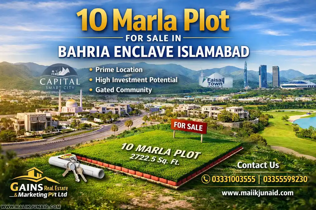Looking for a 10 marla plot for sale in Bahria Enclave Islamabad? Explore investment opportunities, land prices in Pakistan, and secure property deals with Gains Real Estate and Marketing Pvt Ltd.