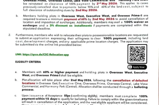 Capital Smart City Notification 18 April 2026 – Final Relief Measures for Buyers