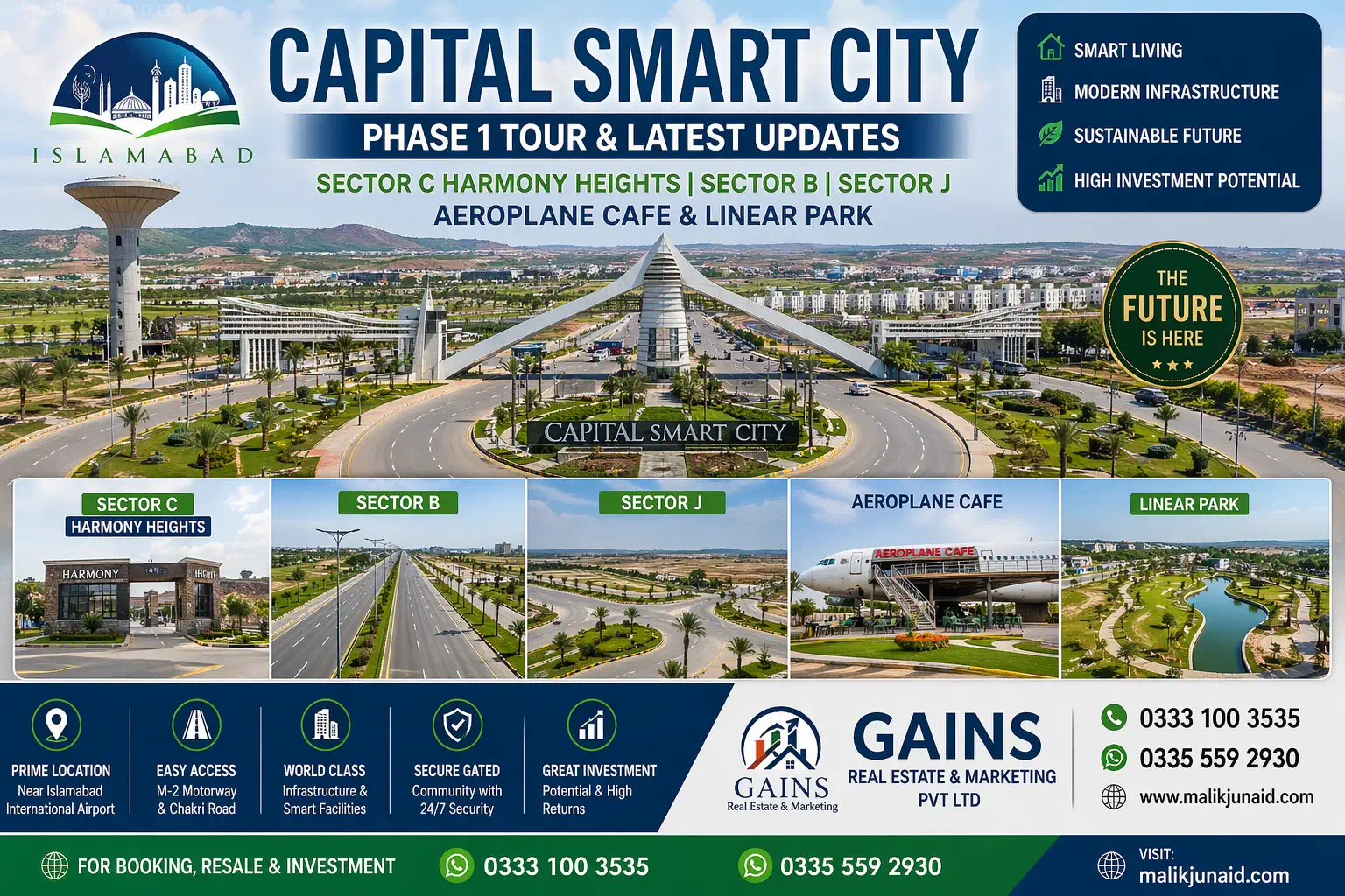 Capital Smart City Phase 1 Sector C Harmony Heights Sector B & J Aeroplane Cafe & Linear Park Tour