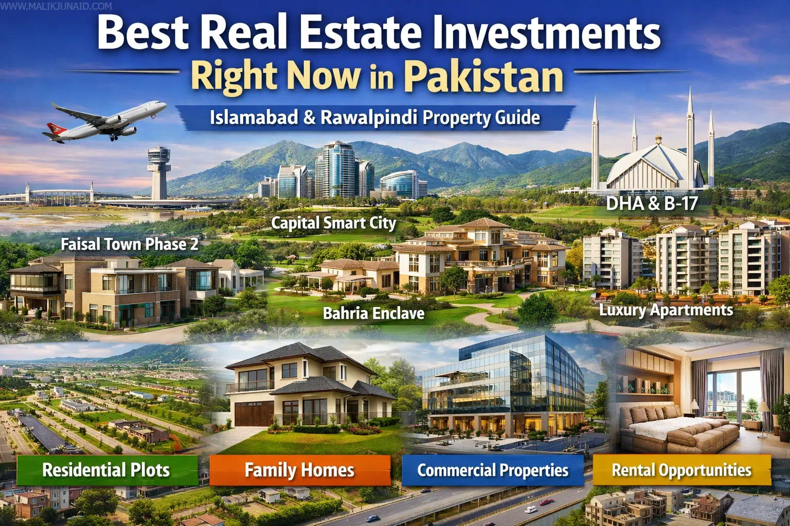 Discover the best real estate investments right now in Pakistan with a practical guide to Islamabad and Rawalpindi property, including Capital Smart City, Faisal Town Phase 2, Bahria Enclave, B-17, DHA, apartments, plots, and rental opportunities.