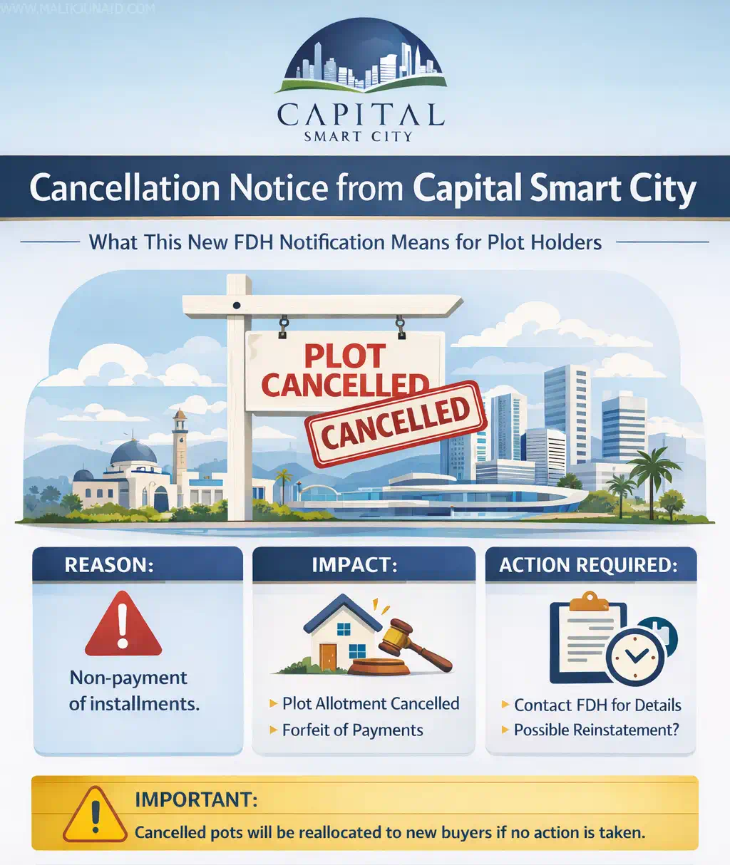 Cancellation Notice from Capital Smart City: What This New FDH Notification Means for Plot Holders
