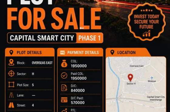 Capital Smart City Phase 1 Overseas East Sector H — 5 Marla Plot for Sale