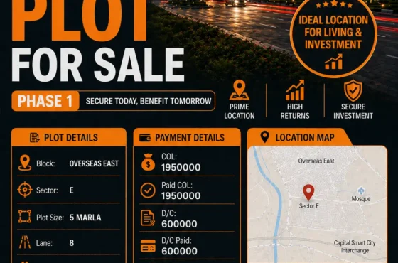 Capital Smart City Phase 1 Overseas East — 5 Marla Plot for Sale