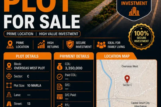 Capital Smart City Phase 2 Executive West Sector C — 10 Marla Plot for Sale